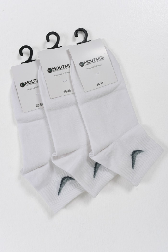 MOUTAKIS 3 Pack LOGO semi-fitted socks White