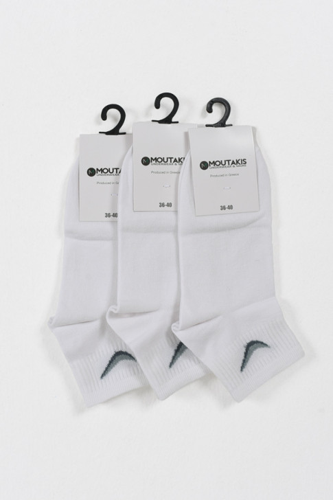 MOUTAKIS 3 Pack LOGO semi-fitted socks White