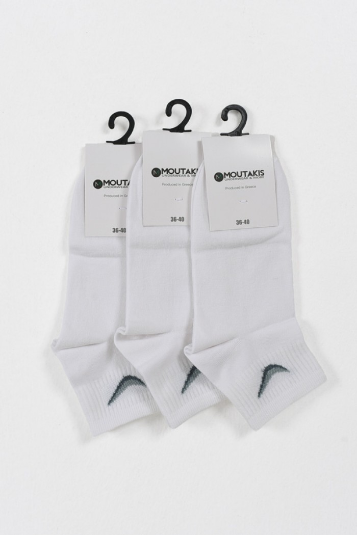 MOUTAKIS 3 Pack LOGO semi-fitted socks White