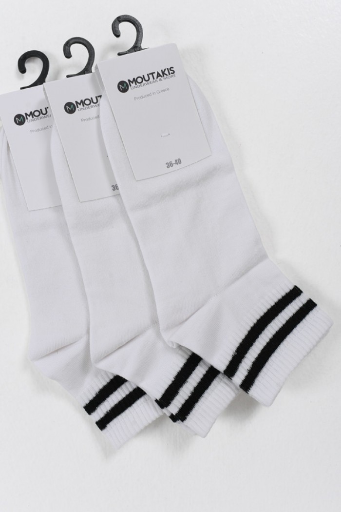 MOUTAKIS 3 Pack semi-fitted striped socks Black and White