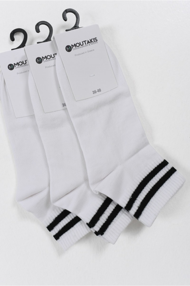 MOUTAKIS 3er-Pack halbgestreifte Socken Schwarz und Weiß MOUTAKIS 3er-Pack halbgestreifte Socken Schwarz und Weiß