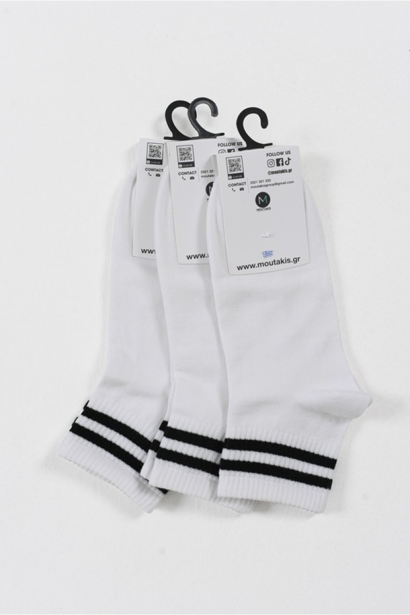 MOUTAKIS 3er-Pack halbgestreifte Socken Schwarz und Weiß MOUTAKIS 3er-Pack halbgestreifte Socken Schwarz und Weiß