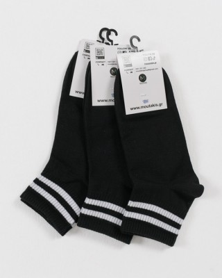 MOUTAKIS 3 Pack semi-fitted striped socks Black and White