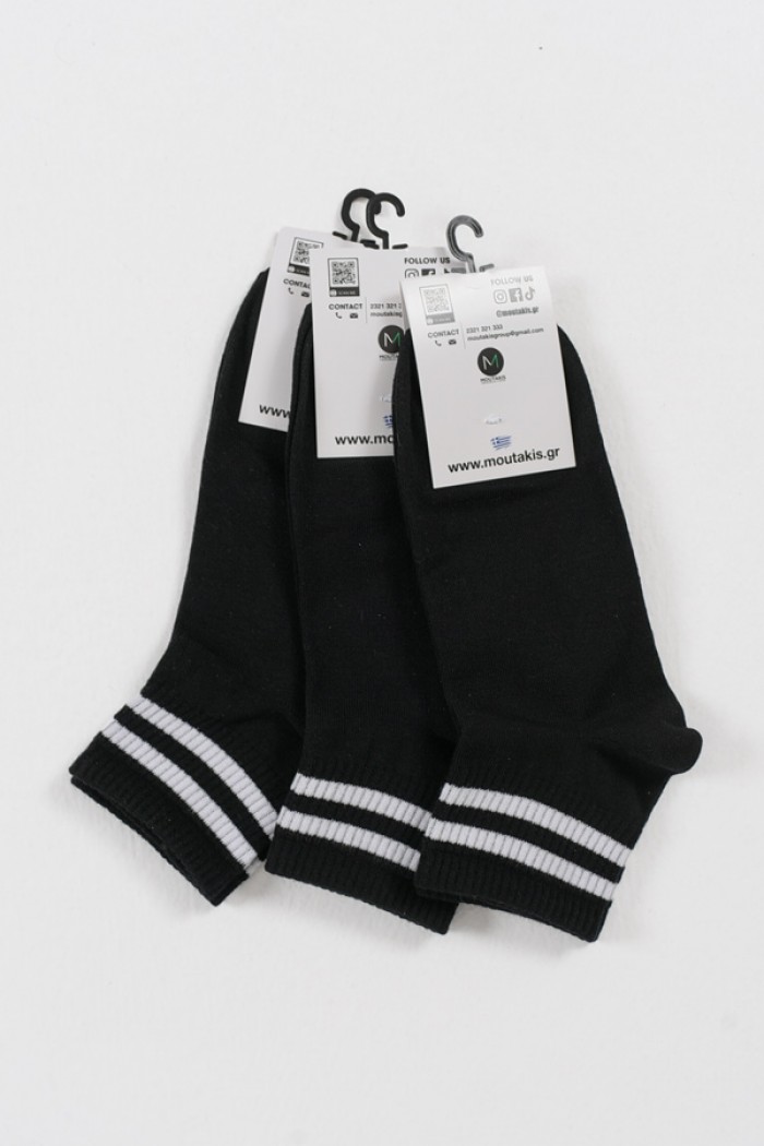 MOUTAKIS 3 Pack semi-fitted striped socks Black and White