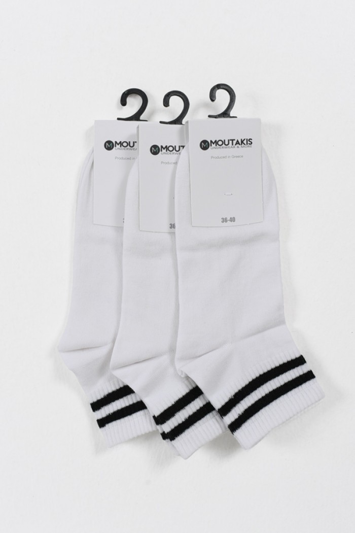 MOUTAKIS 3 Pack semi-fitted striped socks Black and White