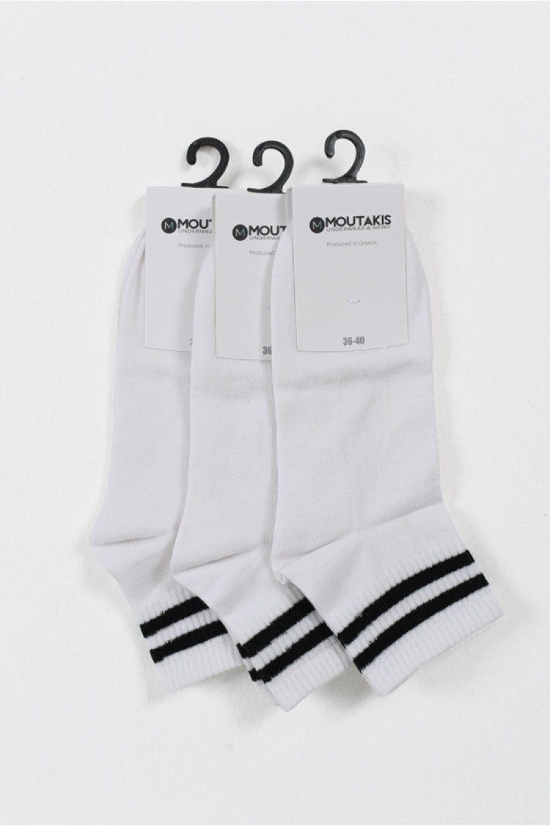 MOUTAKIS 3er-Pack halbgestreifte Socken Schwarz und Weiß MOUTAKIS 3er-Pack halbgestreifte Socken Schwarz und Weiß