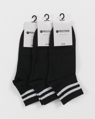 MOUTAKIS 3 Pack semi-fitted striped socks Black and White