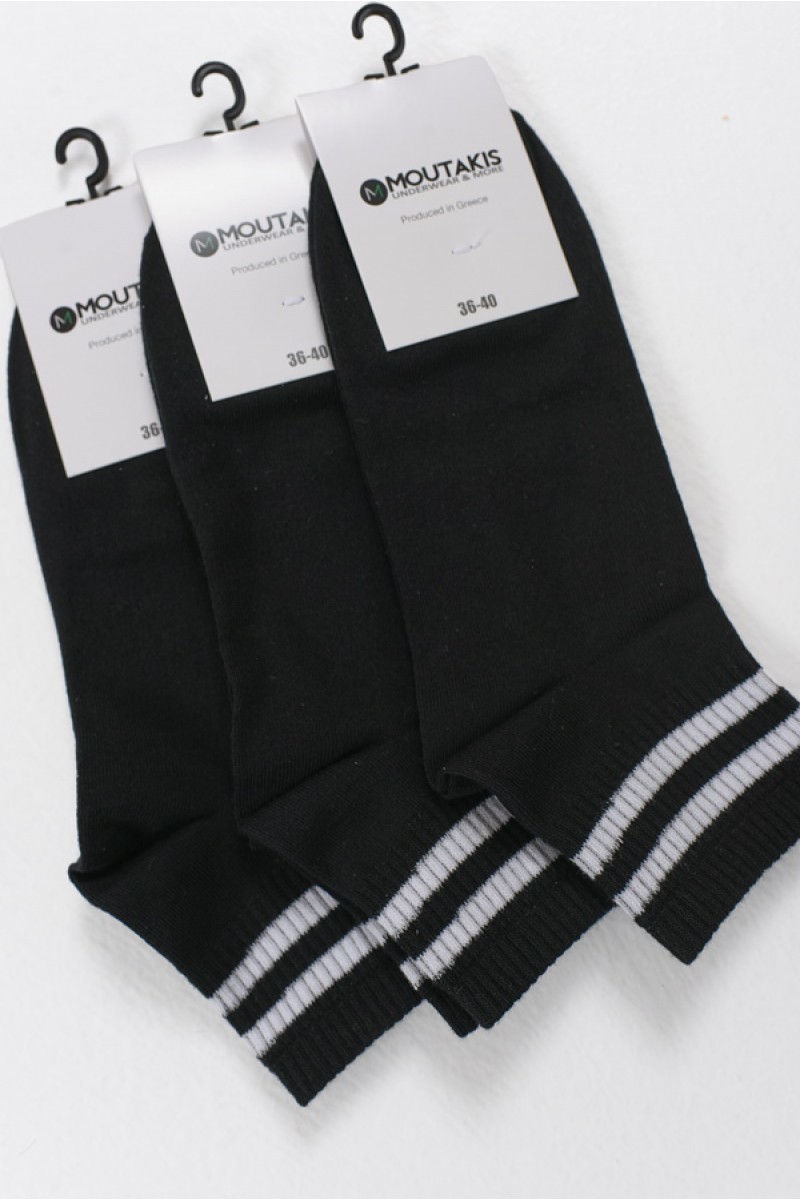 MOUTAKIS 3er-Pack halbgestreifte Socken Schwarz und Weiß MOUTAKIS 3er-Pack halbgestreifte Socken Schwarz und Weiß