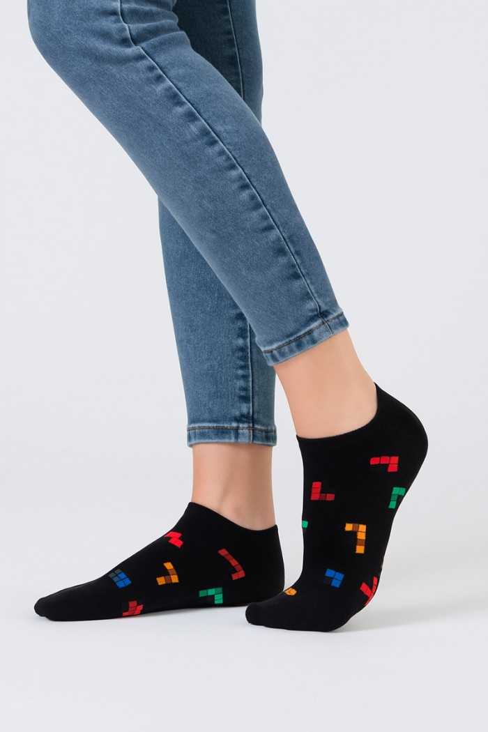 Short socks MOUTAKIS TETRIS 3 Pack Black