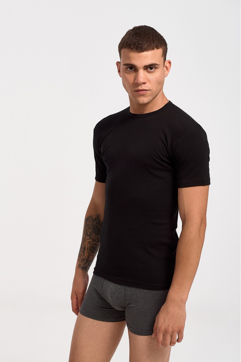 Men's MOUTAKIS SOFT Short Sleeve 1100 Black Men's MOUTAKIS SOFT Short Sleeve 1100 Black