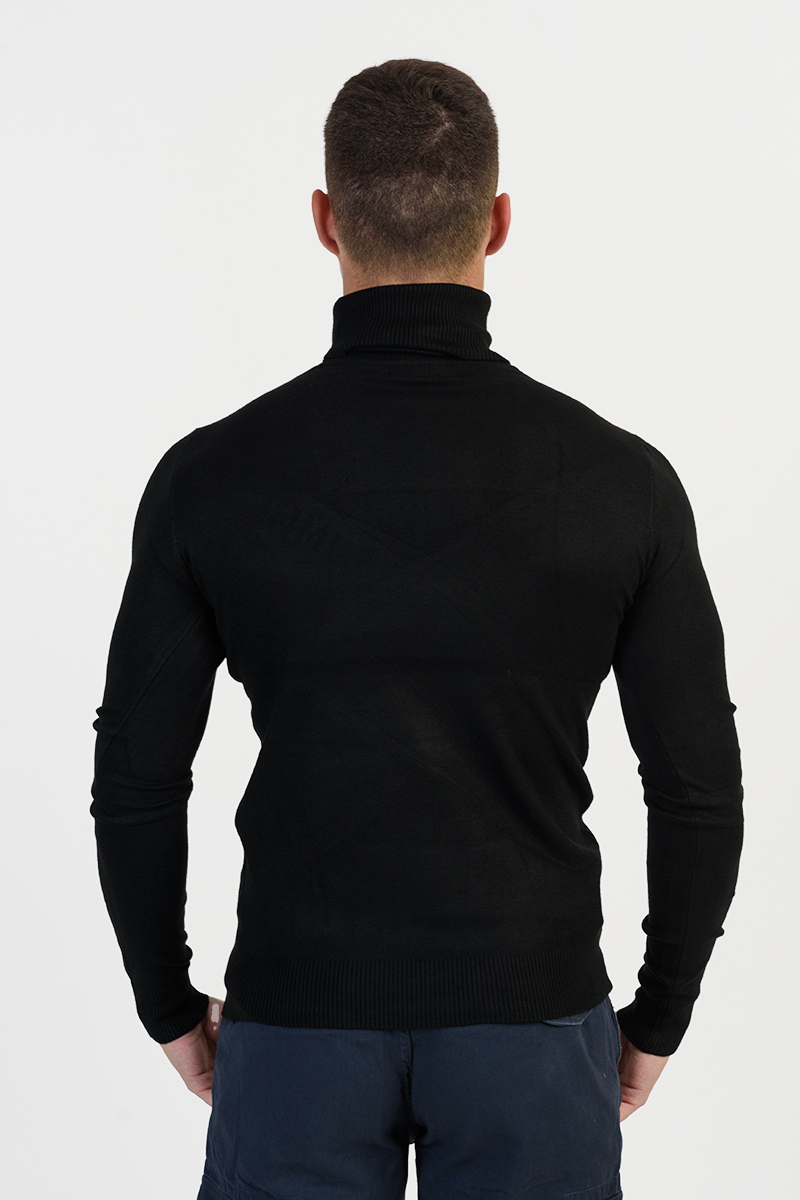 Pullover Herren dünn Rollkragen NEW MENTALITY D700 BLACK