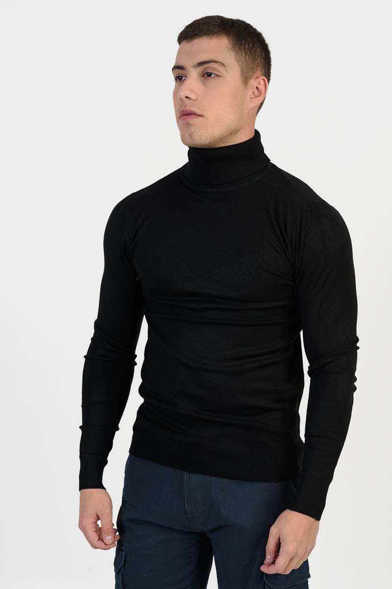 Sweater men's thin turtleneck NEW MENTALITY D700 BLACK Sweater men's thin turtleneck NEW MENTALITY D700 BLACK