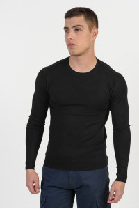 Men's slim sweater NEW MENTALITY D701-1 BLACK