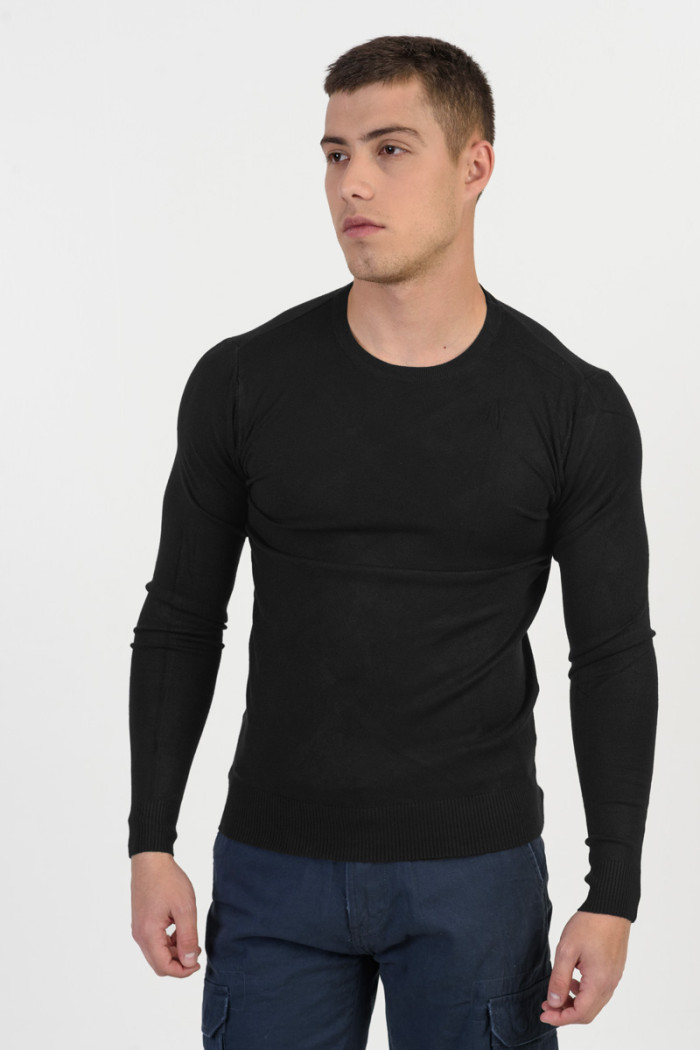 Men's slim sweater NEW MENTALITY D701-1 BLACK