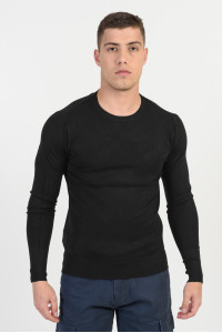 Men's slim sweater NEW MENTALITY D701-1 BLACK