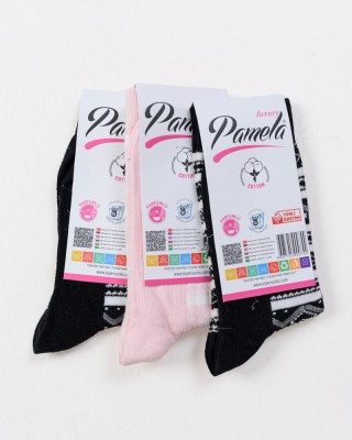 Pamela Damen Socken mit Muster 3er Pack 17-009-1