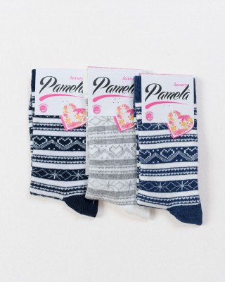 Pamela Damen Socken mit Muster 3er Pack 17-009-2