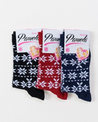 Pamela Damen Socken mit Muster 3er Pack 17-009-5