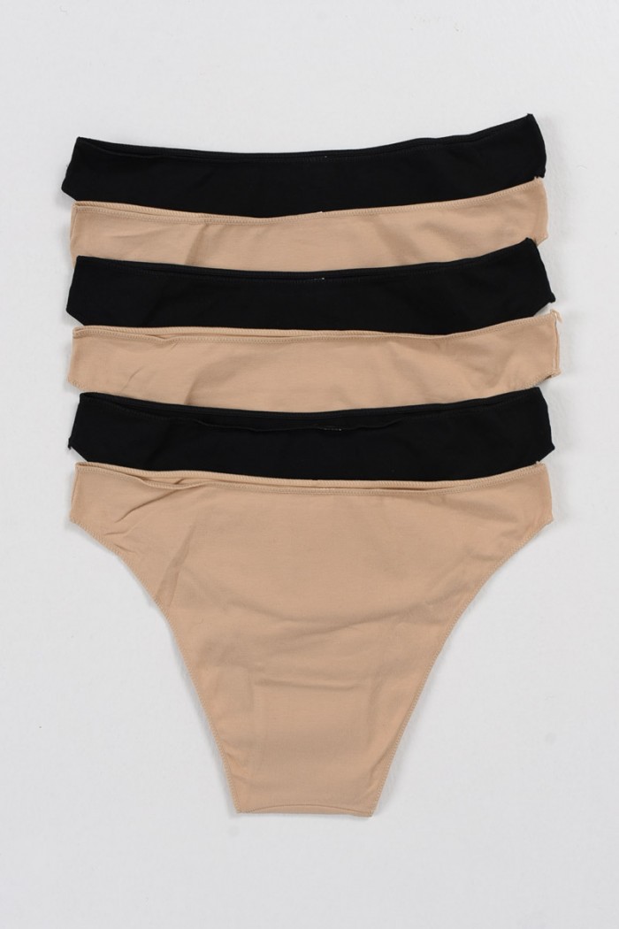 Baumwollhöschen INVISI Schwarz und Beige 6er Pack 170