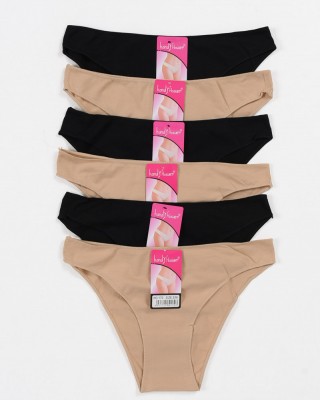 Cotton panties INVISI Black and Beige 6 Pack 170