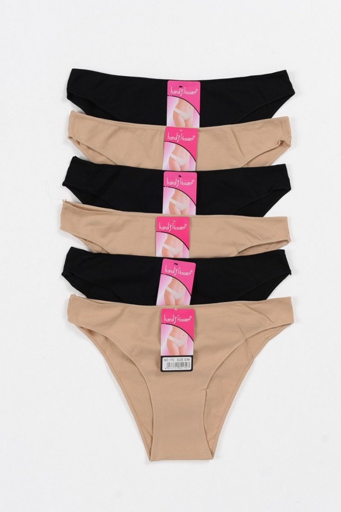 Baumwollhöschen INVISI Schwarz und Beige 6er Pack 170