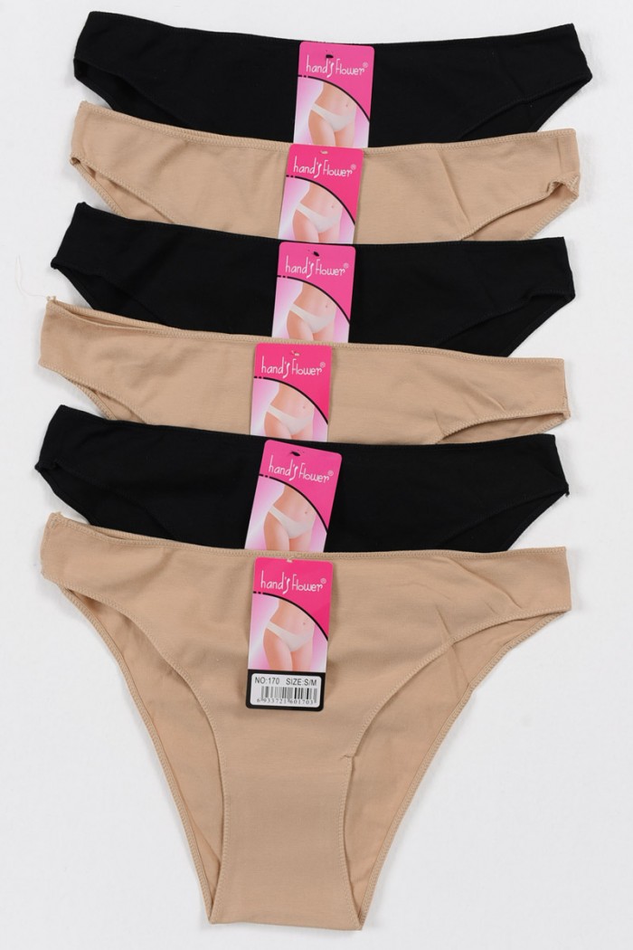 Baumwollhöschen INVISI Schwarz und Beige 6er Pack 170