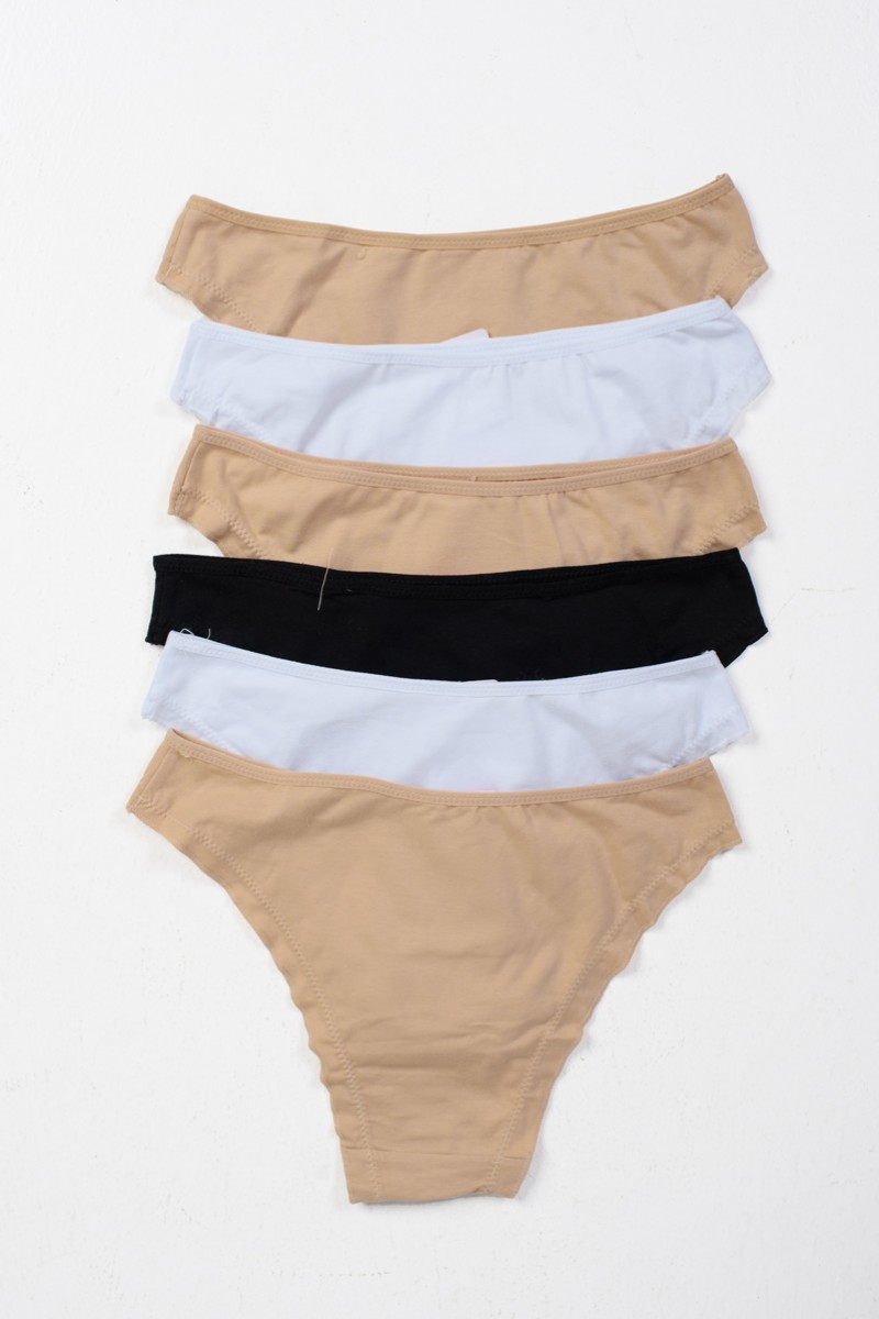 Damenunterwäsche POWER FLOWER 6er Pack Beige Schwarz Weiß 219-4