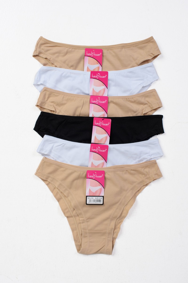 Damenunterwäsche POWER FLOWER 6er Pack Beige Schwarz Weiß 219-4