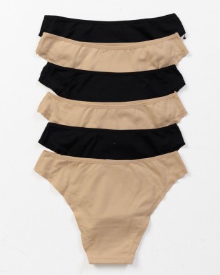 Damenunterwäsche POWER FLOWER 6er-Pack Beige - Schwarz 219