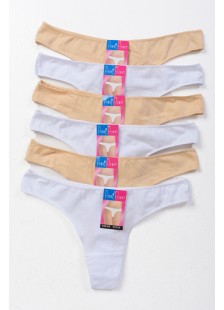 Women's Underwear Thong POWER FLOWER 6 Pack White Beige Women's Underwear Thong POWER FLOWER 6 Pack White Beige