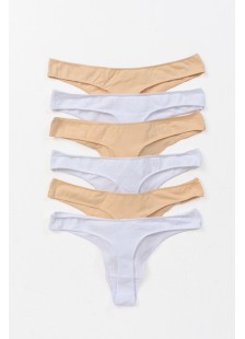 Women's Underwear Thong POWER FLOWER 6 Pack White Beige Women's Underwear Thong POWER FLOWER 6 Pack White Beige
