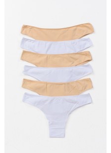 Damenunterwäsche Brasilien POWER FLOWER 6er Pack Beige Weiß Damenunterwäsche Brasilien POWER FLOWER 6er Pack Beige Weiß