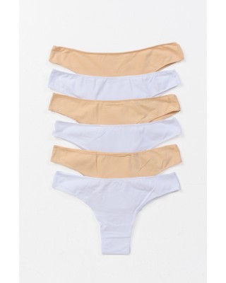 Women's Underwear Brazil POWER FLOWER 6 Pack Beige White