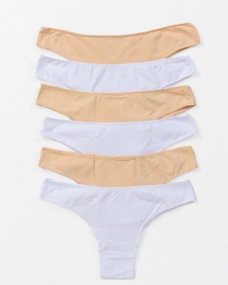 Damenunterwäsche Brasilien POWER FLOWER 6er Pack Beige Weiß