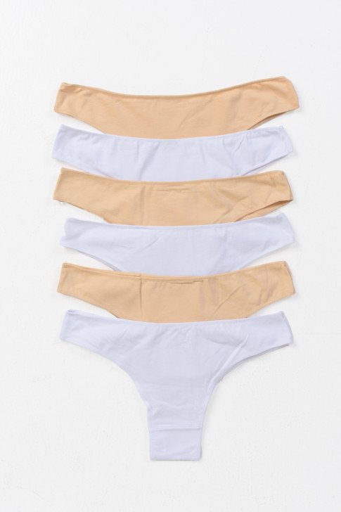 Damenunterwäsche Brasilien POWER FLOWER 6er Pack Beige Weiß