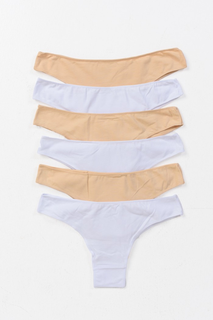Women's Underwear Brazil POWER FLOWER 6 Pack Beige White