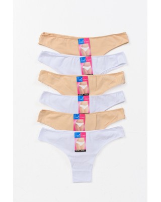 Women's Underwear Brazil POWER FLOWER 6 Pack Beige White