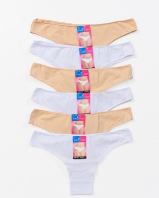 Damenunterwäsche Brasilien POWER FLOWER 6er Pack Beige Weiß