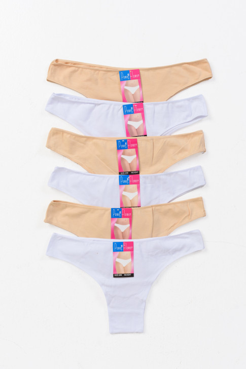 Damenunterwäsche Brasilien POWER FLOWER 6er Pack Beige Weiß
