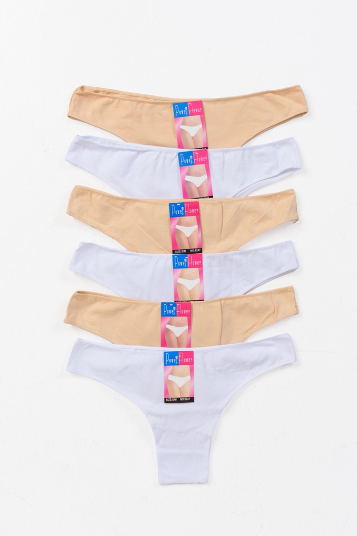 Women's Underwear Brazil POWER FLOWER 6 Pack Beige White