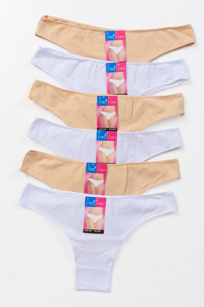 Women's Underwear Brazil POWER FLOWER 6 Pack Beige White