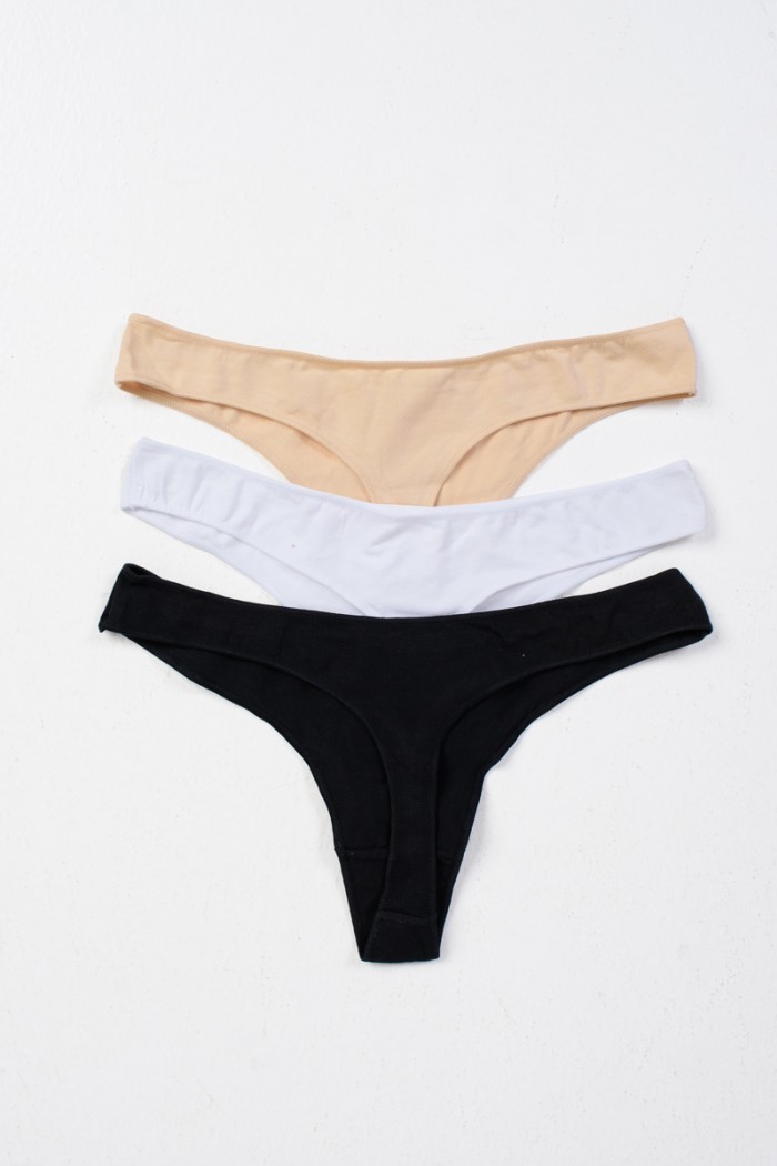 Solid Color Underwear String 9 Pack Black White Beige