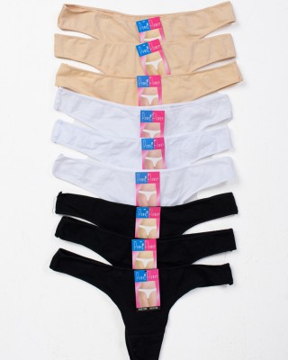 Solid Color Underwear String 9 Pack Black White Beige