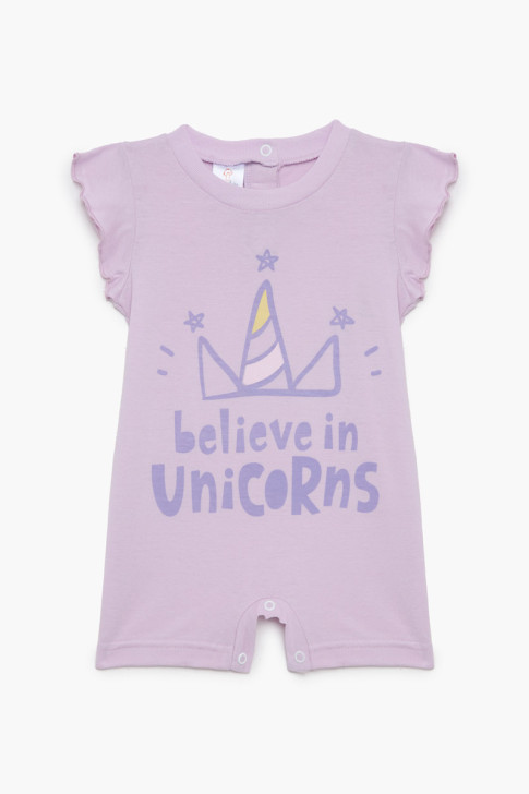 Kurzärmeliger Babystrampler für Mädchen PRETTY BABY 32973 LILA