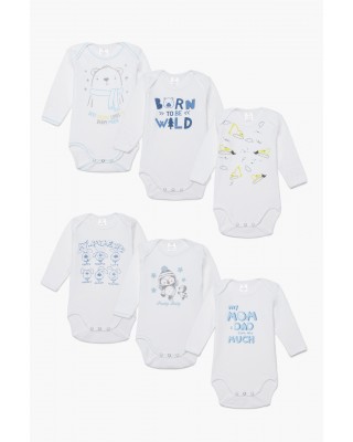 Μακρυμάνικα βρεφικά εσώρουχα αγόρι PRETTY BABY 6 Pack 35144