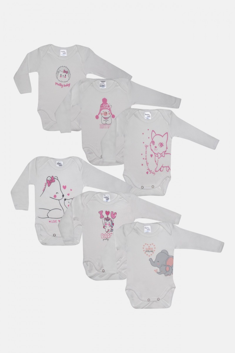 Baby leotards Long sleeves Pretty Baby Girl 6 Pack 35152