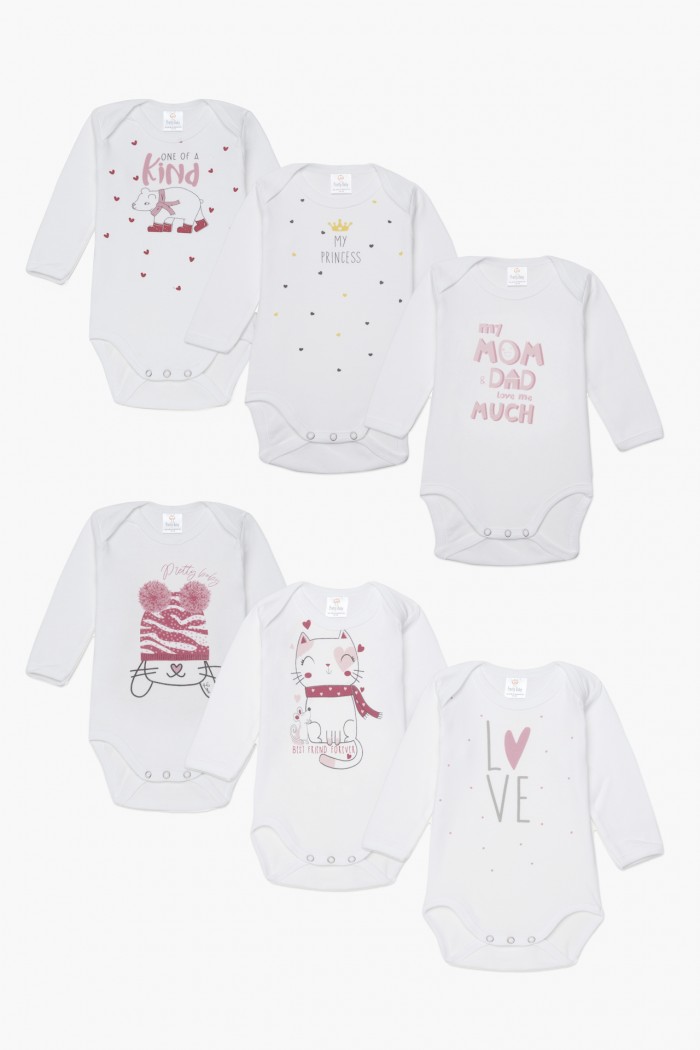 Baby leotards Long sleeves Pretty Baby Girl 6 Pack 35154