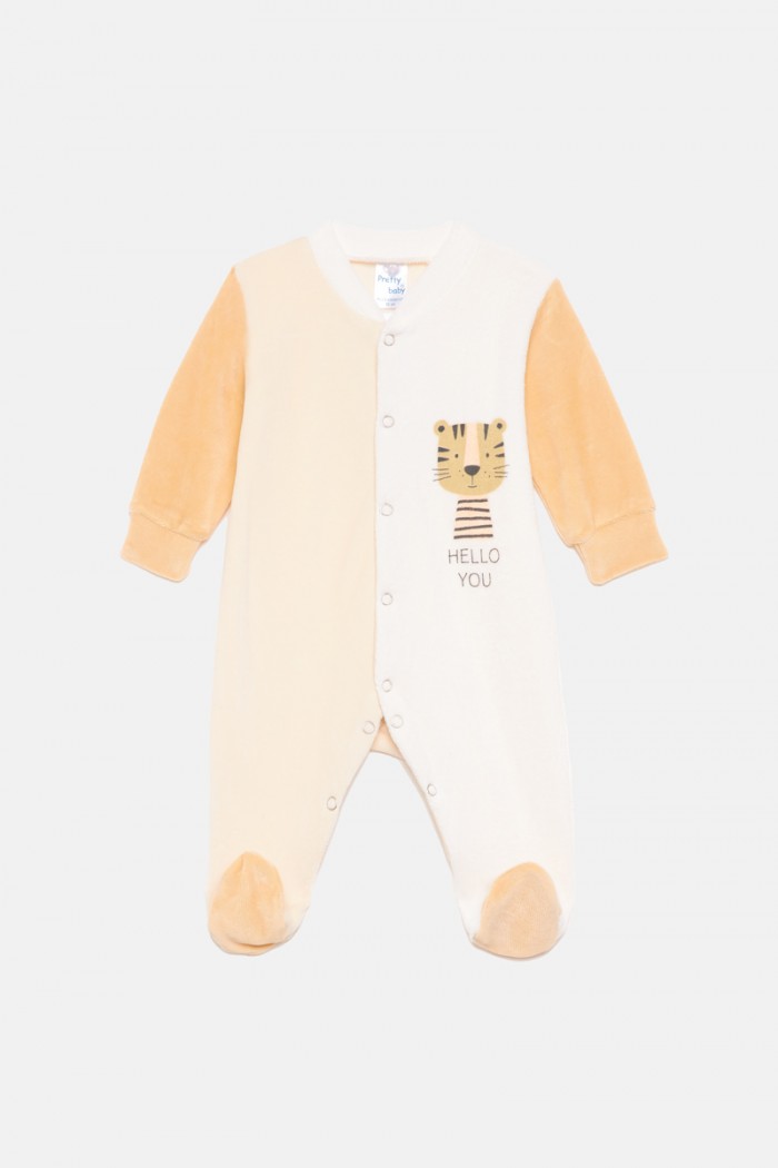 Velour Pretty Baby tracksuit for boy 35571 Ecru