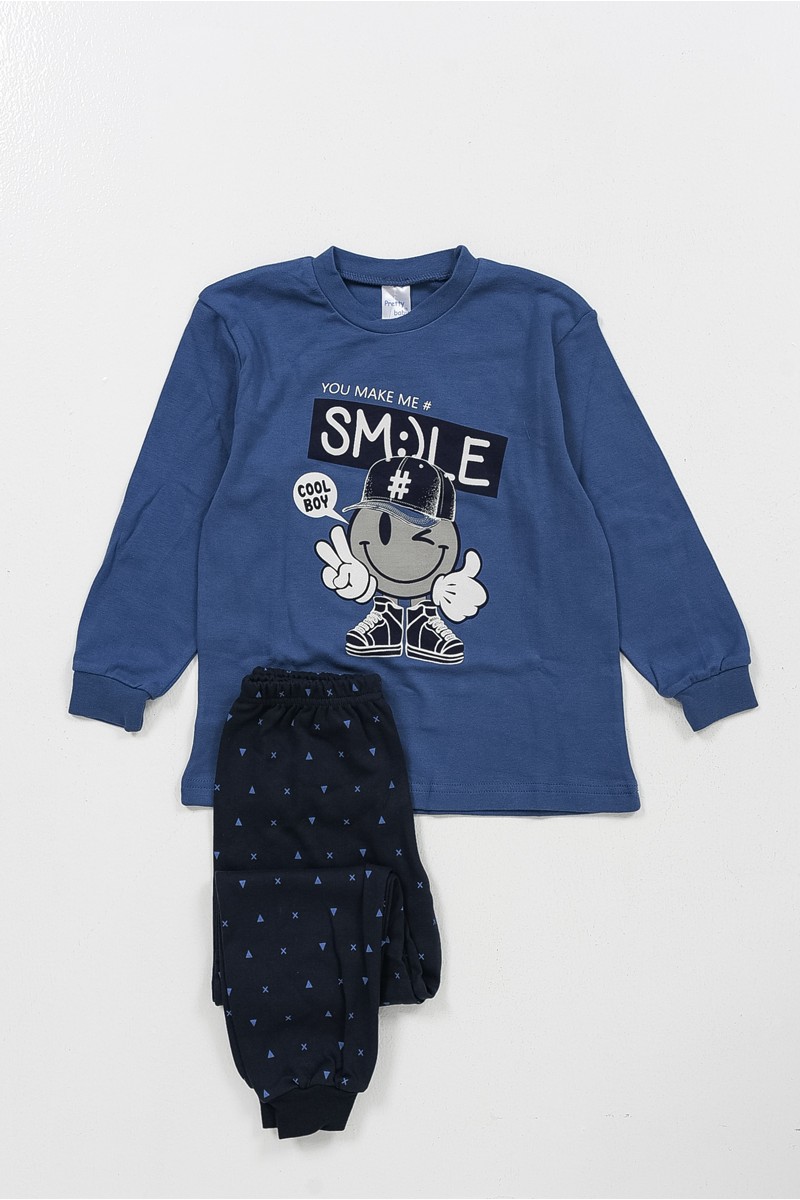 Kinderschlafanzug für Jungen PRETTY BABY 68183 BLAU Kinderschlafanzug für Jungen PRETTY BABY 68183 BLAU