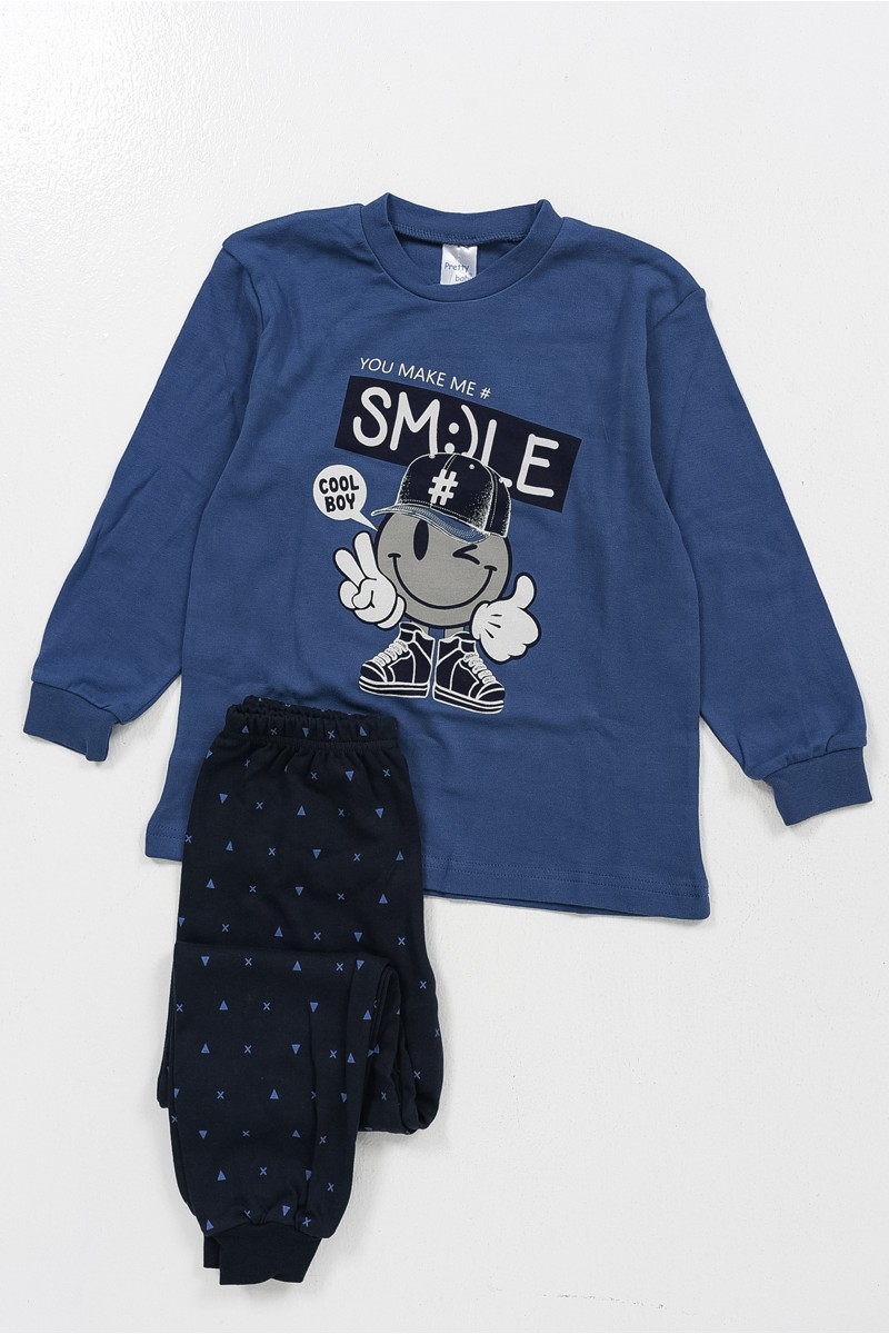 Kinderschlafanzug für Jungen PRETTY BABY 68183 BLAU Kinderschlafanzug für Jungen PRETTY BABY 68183 BLAU